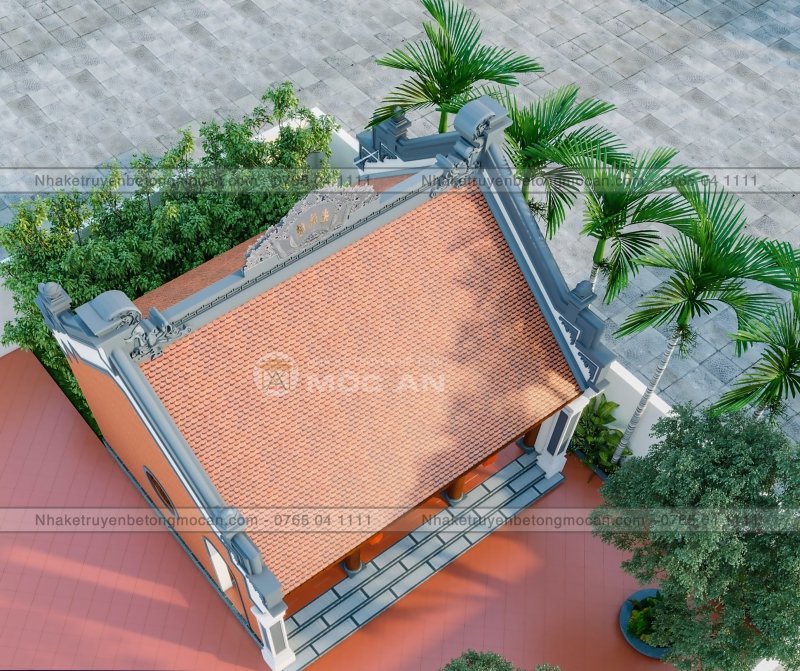 Mẫu 12 nhà kẻ truyền 3 gian - nhà kẻ truyền bê tông giả gỗ