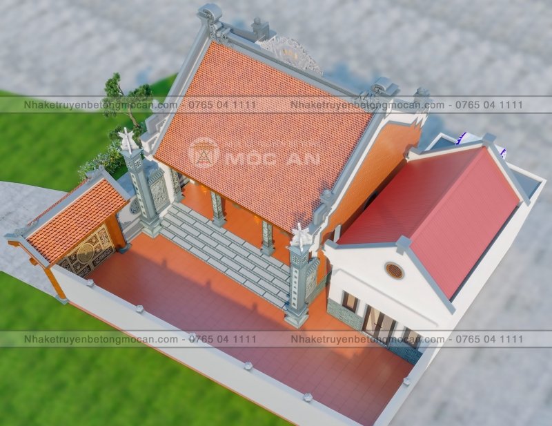 Mẫu 7 nhà kẻ truyền 3 gian - nhà kẻ truyền bê tông giả gỗ