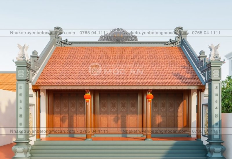 Mẫu 5 nhà kẻ truyền 3 gian - nhà kẻ truyền bê tông giả gỗ