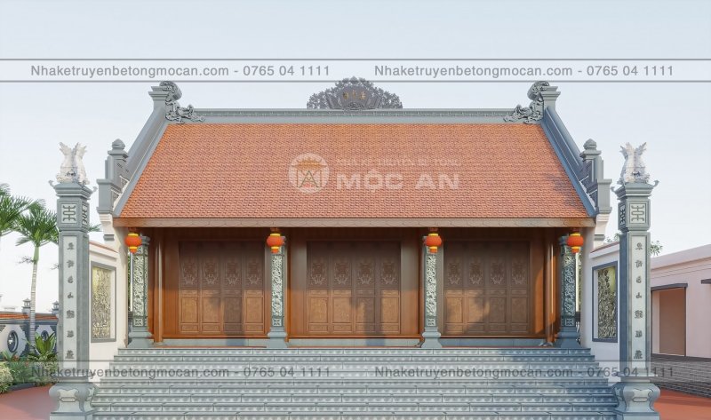 Mẫu 16 nhà kẻ truyền 3 gian - nhà kẻ truyền bê tông giả gỗ