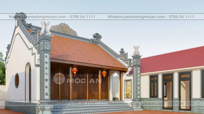 Mẫu 14 nhà kẻ truyền 3 gian - nhà kẻ truyền bê tông giả gỗ