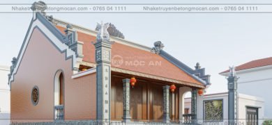 Mẫu 18 nhà kẻ truyền 3 gian - nhà kẻ truyền bê tông giả gỗ