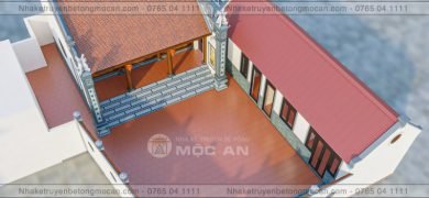 Mẫu 20 nhà kẻ truyền 3 gian - nhà kẻ truyền bê tông giả gỗ