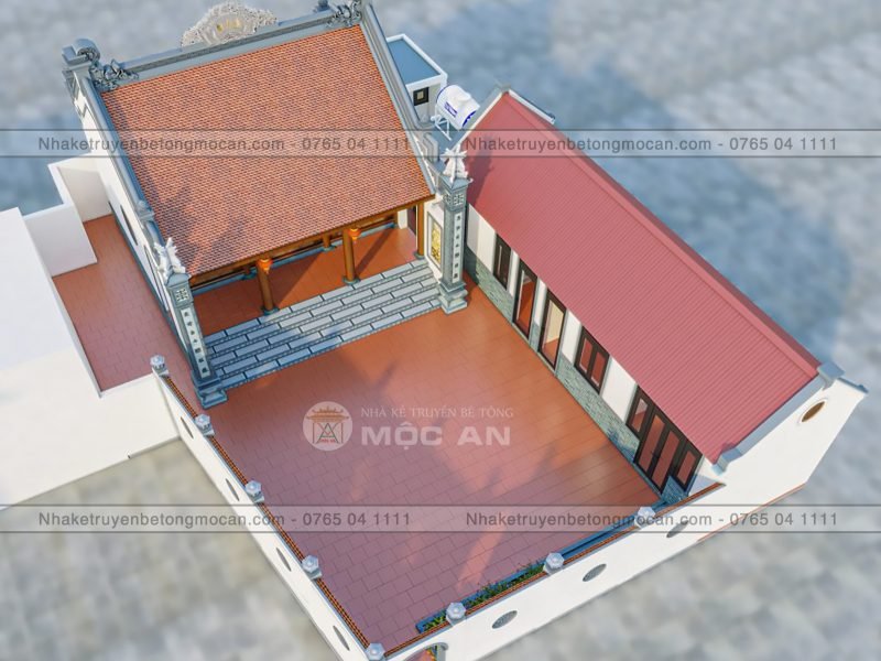 Mẫu 20 nhà kẻ truyền 3 gian - nhà kẻ truyền bê tông giả gỗ